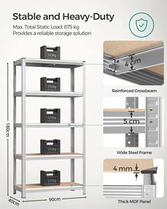 Estantería Metálica <span class=keywords><strong>Repisa</strong></span>, Estanterías Metálicas para Libros, Estanterías Metálicas para Tienda, Estantería para Dormitorio, Estantería para Mercado - Product Image 2