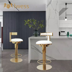 فيلا الحديثة وردة ذهبية بار البراز الفولاذ الوردي المخملية تصميم جلدية الذهب للبار الأبيض الحديثة للبار - Product Image 3