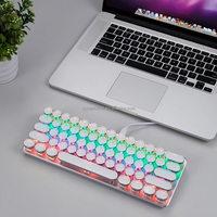 Keyboard Mini Mekanik Punk Vintage 60 Tuts Antarmuka USB 61 Tombol ABS RGB LED Backlit Baru Gaya Cherry/Gateron Axis untuk Tablet Gaming