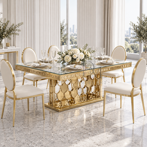 Base de Pedestal Decorativa Rectangular de Acero Inoxidable Dorado Clásico para Mesa de Comedor, para Eventos y Banquetes, Venta al Por Mayor - Product Image 3