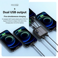 Mini batterie externe solaire 10000mAh avec lumière LED, portable, 4 câbles intégrés, double sortie USB, charge sans fil 10W, charge rapide
