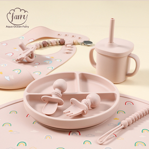 Set di Stoviglie per Bambini in Silicone Alimentare: Piatto con Ventosa, Ciotola, Cucchiaio, Forchetta, Bavaglino e Tovaglietta - Product Image 4