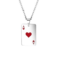 Collier tendance hip-hop en acier inoxydable avec pendentif pique et pêche rouge, style européen et américain