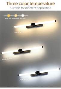 โคมไฟติดผนัง LED สไตล์มินิมอล สีดำ อลูมิเนียมอัลลอยด์ แสงวอร์มไวท์ 3500K สำหรับห้องน้ำ ติดตั้งบนพื้นผิว อายุการใช้งาน 25000 ชั่วโมง - Product Image 4