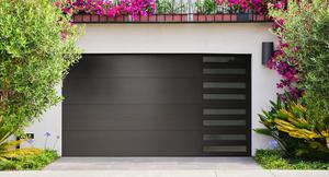 Portes de <span class=keywords><strong>garage</strong></span> d'entrée automatiques intelligentes à ouverture par <span class=keywords><strong>le</strong></span> haut, en verre noir teinté sur mesure avec grille design - Product Image 6