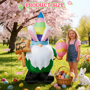 ตุ๊กตาโนมเป่าลมขนาด 4.6 ฟุต สำหรับตกแต่งภายนอกในวันอีสเตอร์ ถือไข่ พร้อมไฟ LED ในตัว สำหรับตกแต่งสนามหญ้า สวน - Product Image 2