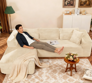 Sofa Modular Sectional dengan Dudukan Dalam yang Nyaman, Sofa L-Shape Berlapis Kain Cloud dengan Lengan Lebar, Kain Corduroy, Busa Kepadatan Tinggi, <span class=keywords><strong>Chaise</strong></span> <span class=keywords><strong>Lounge</strong></span> - Product Image 4