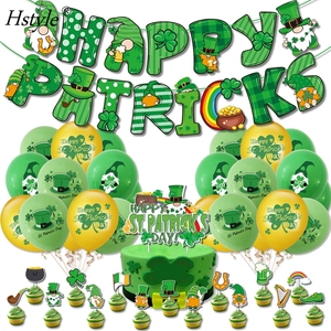 <span class=keywords><strong>Happy</strong></span> St Patricks Day Dekorationen mit <span class=keywords><strong>Happy</strong></span> St Patricks Papier Banner Latex Luftballons Cake Toppers Irish Holiday Supplies E3225 - Product Image 2