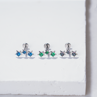 Piercing d'oreille en titane ASTM F136 classique 16G avec zircon étoile, clou à dos plat pour cartilage, tragus, hélix, conque, labret, bijoux de corps