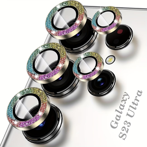 Protection d'objectif d'appareil photo holographique effet diamant scintillant en verre trempé changeant de couleur, dureté 9H de qualité AAA, logo personnalisé OEM/ODM - Product Image 1