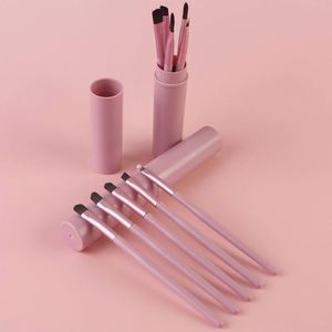 Ensemble de 5 pinceaux de maquillage à poils doux, portable, pour anticernes, eye-liner, fard à paupières, sourcils, lèvres, avec seau de rangement - Product Image 3