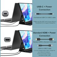 Moniteur portable 15,6 pouces FHD 1080P HDR tactile 16:9 avec écran USB-C et haut-parleurs intégrés