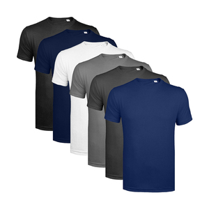 T-shirt solide pratique à col en O pour hommes offrant un matériau extensible et une finition sans couture adaptée aux vêtements décontractés de sport - Product Image 5