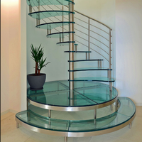 Tangga Spiral Melingkar Modern Bergaya dengan Kaca Tempered untuk Interior