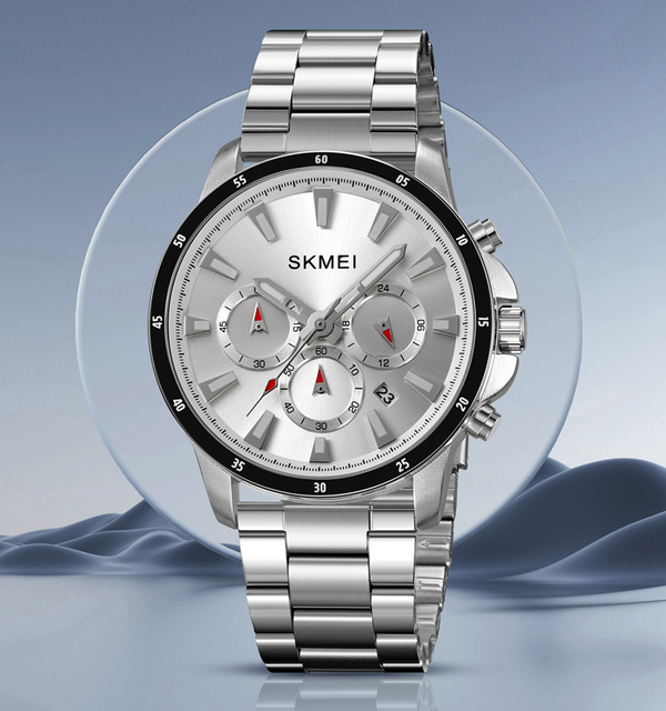 Men's Fashion Quartz Watch Minimalist 22mm Stainless Steel Band 3BAR Water-Resistant Alloy Case Glass Pointer Date Stopwatch