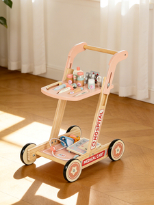 <span class=keywords><strong>Chariot</strong></span> de jeu en <span class=keywords><strong>bois</strong></span> pour enfants, kit médical de simulation pour le développement de l'intérêt et le jeu de rôle - Product Image 4