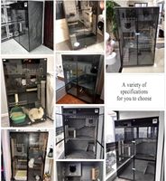 Maison de luxe moderne pour chat, villa intérieure multifonctionnelle pour petits espaces avec roues verrouillables et verre en bois pour chats