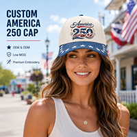 Casquette de baseball Dymf personnalisée à 5 panneaux en sergé de coton avec logo imprimé, visière incurvée, drapeau américain, style sportif urbain, patriotique, pour hommes