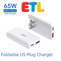 Cargador de Pared Tommox Plegable con Enchufe Estadounidense para Teléfono Móvil, 65 W, Tipo C, Ultra Delgado, Carga Rápida USB C para Macbook, iPad, iPhone, Gan