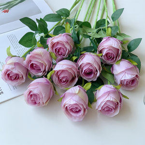 Fleurs artificielles réalistes en soie, rose bulgare, décoration pour la maison et les mariages, branche unique DZH166 - Product Image 4