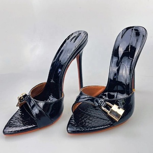 Escarpins camouflage à talons hauts grande taille 45 pour femme, couleur personnalisée, décor métallique, mules à talon aiguille, chaussures de soirée basiques - Product Image 5