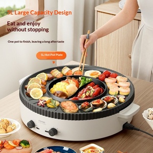 Japanese Korean Taiwanese Multifunction Hot Pot Barbecue All-in-one Pot <strong>Electric</strong> Grill <strong>Pan</strong> Shabu Grilling Frying Roasting Meat - Product Image 1