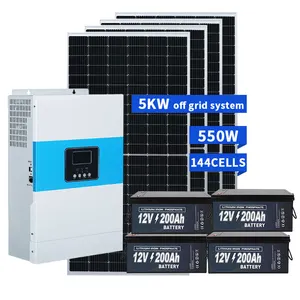 5KWオフグリッドソーラーシステム5KW10KW20KWソーラーPVシステムスマートハイブリッド5000ワットソーラーパネルキット家庭用