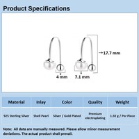 Boucles d'oreilles en forme de U avec perles, argent sterling 925, fermoir à vis minimaliste français