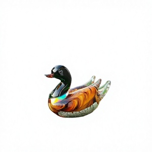 Ornements en verre soufflé de Murano, canards mandarins colorés, style Art Déco, cuisson à haute température, cadeau d'anniversaire parfait - Product Image 2