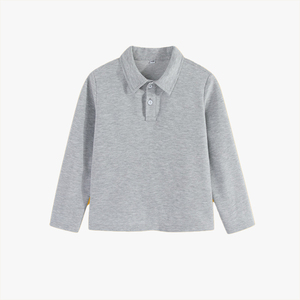 Polo à manches longues en pur coton de couleur unie pour enfants, haut intérieur blanc à revers pour filles, uniforme scolaire, chemise à manches longues pour garçons - Product Image 4
