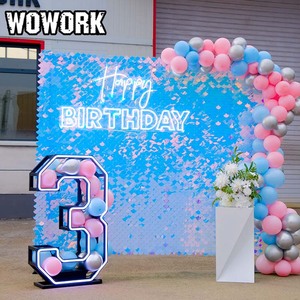 Wowork Đảng sạch lưới vàng bạc long lanh sequin ánh sáng lung linh gương tấm Tường <span class=keywords><strong>Backdrop</strong></span> cho sinh nhật đám cưới tổ chức sự kiện trang trí - Product Image 6