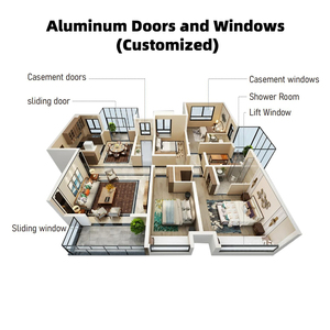 EOKO Minimalist Design Aluminium Schiebetür aus gehärtetem Glas für Hotel Hospital Villa Apartment Project - Product Image 6