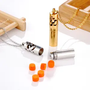 Mode cylindrique ouvert en acier inoxydable bouteille de parfum pendentif aromathérapie bouteille titane acier bouteille d'huile collier