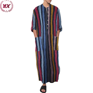 Impression à rayures maroc Thobe musulman avec poche hommes couleur unie vêtements islamiques conception arabe <span class=keywords><strong>robe</strong></span> Daffah mode saoudienne - Product Image 2