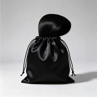 Sacs de rangement de luxe en satin de soie avec cordon de serrage pour perruques, emballage textile pour mèches de cheveux avec logo et cintre