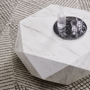 Modern Luxury Hand Volakas White Marble <b>Cube</b> Coffee <b>Table</b> Base for Living Villa Premium Marble Natural Marble With Unique Veinin - Product Image 2