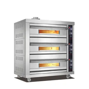 Gas Restaurant bread making machine free standing baking equipment stainless steel commercial 3 decks large pizza oven