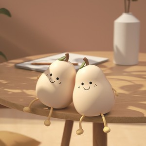 Pear Silicone Night <b>Light</b> USB Rechargeable LED Kids Bedside Lamp Tap Control Color Changing Nursery Lamp with 30/60 Min <b>Timer</b> - Product Image 6