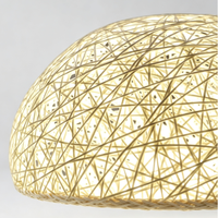 Lampe suspendue artistique unique et créative en rotin, style chinois Zen, pour salle de thé, lampe boule en rotin tressé avec base