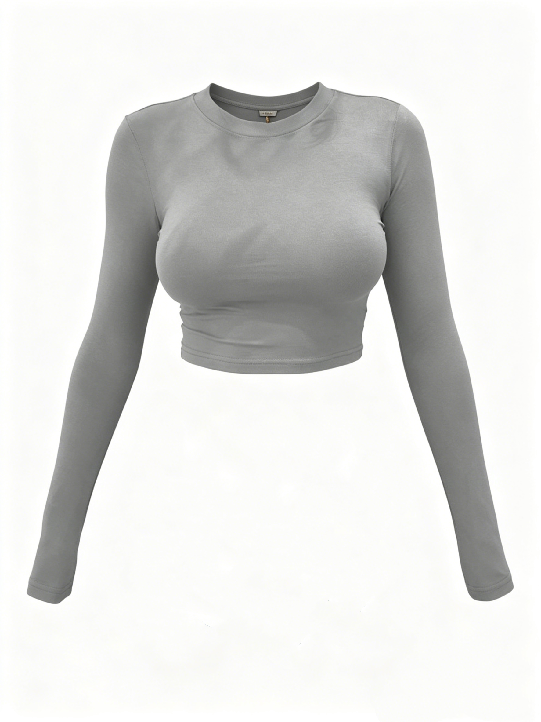 Nylon Y2K Custom Logo Round Neck Top For Women Breathable Summer Long Sleeve Tee Shirt Sexy Femme Clothing