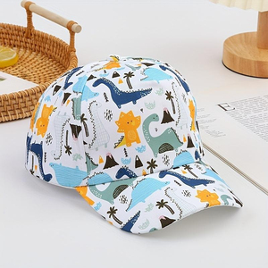 Gorra de Béisbol para Niños de 4 a 9 Años, Protección Solar, Estampado Digital, Tela de Espiga con Diseño de Hoja de Dinosaurio - Product Image 5