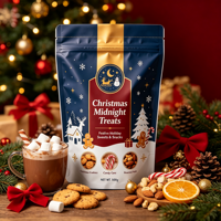 Sachet d'emballage refermable à fermeture éclair, résistant à l'humidité, à thème de Noël, pour noix, chocolats, biscuits, cadeaux et bonbons