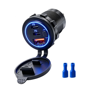 مقاوم للماء 45 واط مزدوج نوع C PD مقبس واحد USB a QC3.0 18W 3 منافذ USB 63W شاحن سيارة للقارب RV - Product Image 1