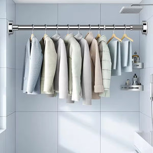 Tringle à <span class=keywords><strong>rideau</strong></span> de <span class=keywords><strong>douche</strong></span> droite en fer argenté télescopique sans poinçonnage fabriquée en Chine pour salle de bain coin de <span class=keywords><strong>baignoire</strong></span> du Royaume-Uni - Product Image 5