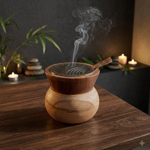 Hand-Made <b>Sandalwood</b> <b>Incense</b> Burner With Metal Insert Aromatic Diffuser For Home Decor All-Season Use Home Decor Ramadan Eid - Product Image 1