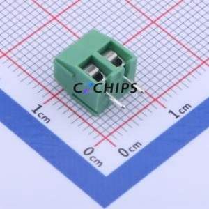 DB301V-3.81-2P-GN-S Screw Terminal Block Through hole Component (THT),P=3.81mm Connector 1x2P 3.81mm Green Through Hole - Product Image 1