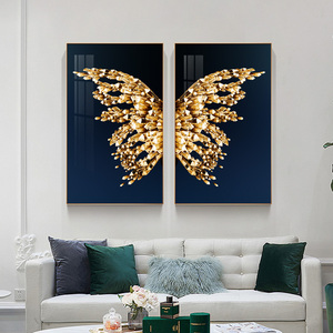 Venta al por mayor <span class=keywords><strong>de</strong></span> encargo oro Animal moderno mariposa <span class=keywords><strong>pintura</strong></span> abstracta arte <span class=keywords><strong>de</strong></span> plástico con marco para la sala <span class=keywords><strong>de</strong></span> decoración - Product Image 2