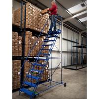 Plataforma de Trabajo Móvil de Acero Enrollable para Uso Industrial, Escalera Portátil de Aluminio para Almacén con Pasamanos.