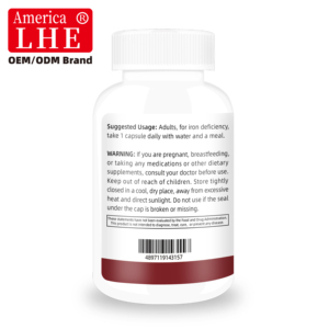 Fabricant en gros de suppléments de fer pour le soutien des globules rouges et l'énergie, 65 mg, 60 capsules végétales de fer - Product Image 3