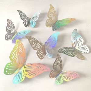 Low MOQ High Quality Cheap Colorful 3D Hollowed-out butterfly Stickers for Artistic Home Party Background Wall Decoration - Product Image 3